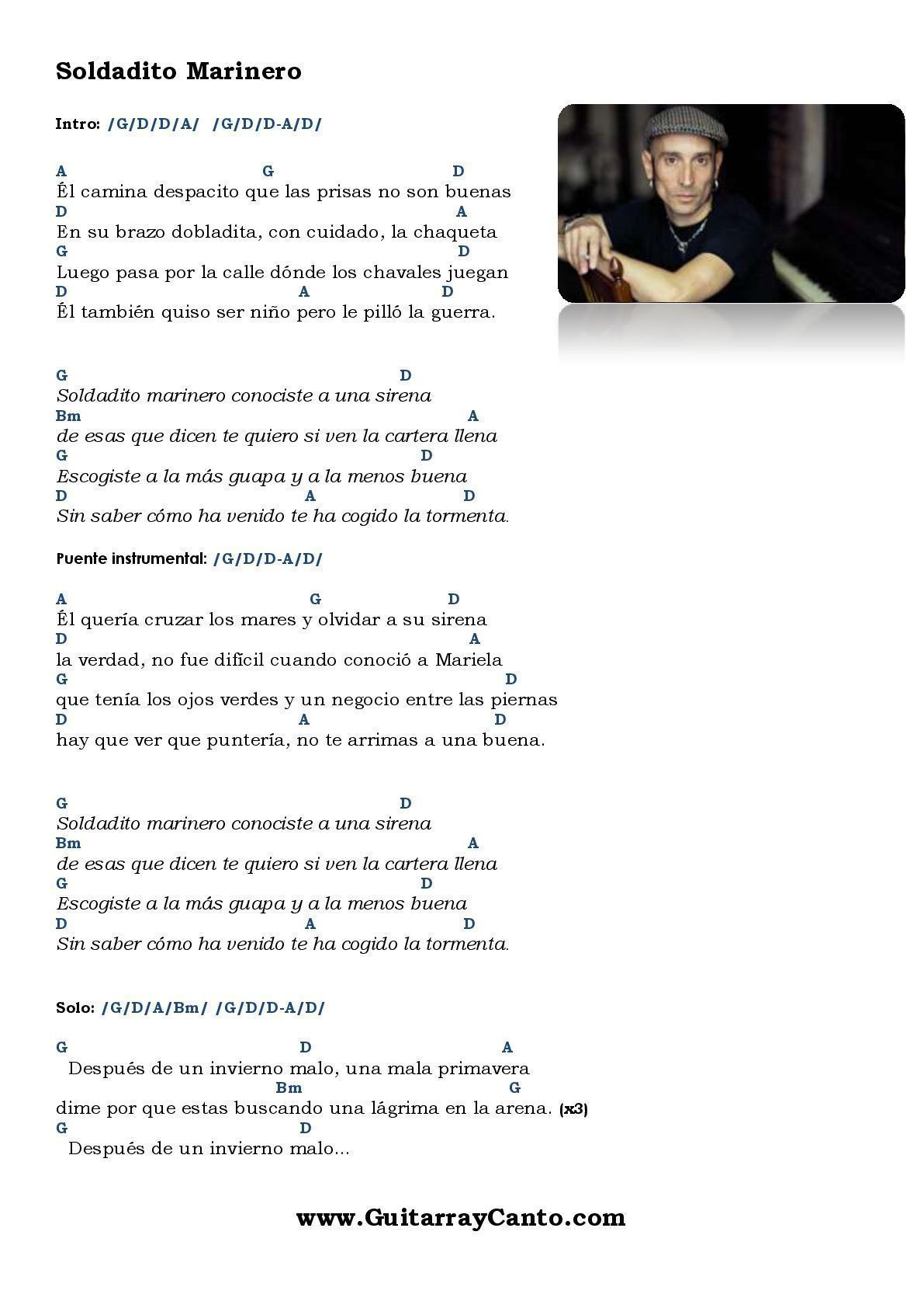 Letra Acordes de Soldadito marinero de Fito y los Fitipaldis Letra Acordes de Soldadito marinero de Fito y los Fitipaldis