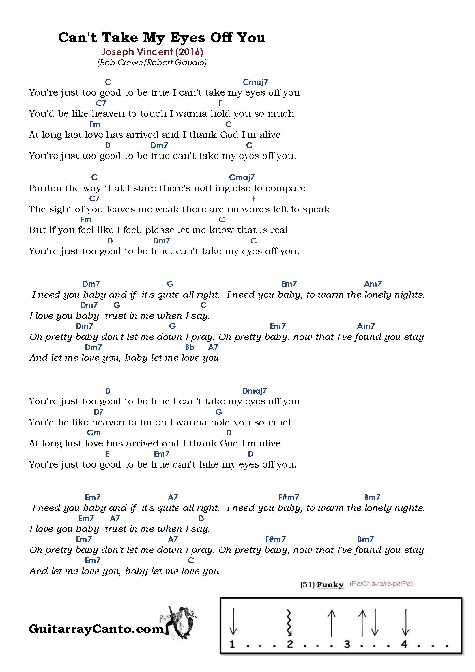 can't take my eyes off you chords